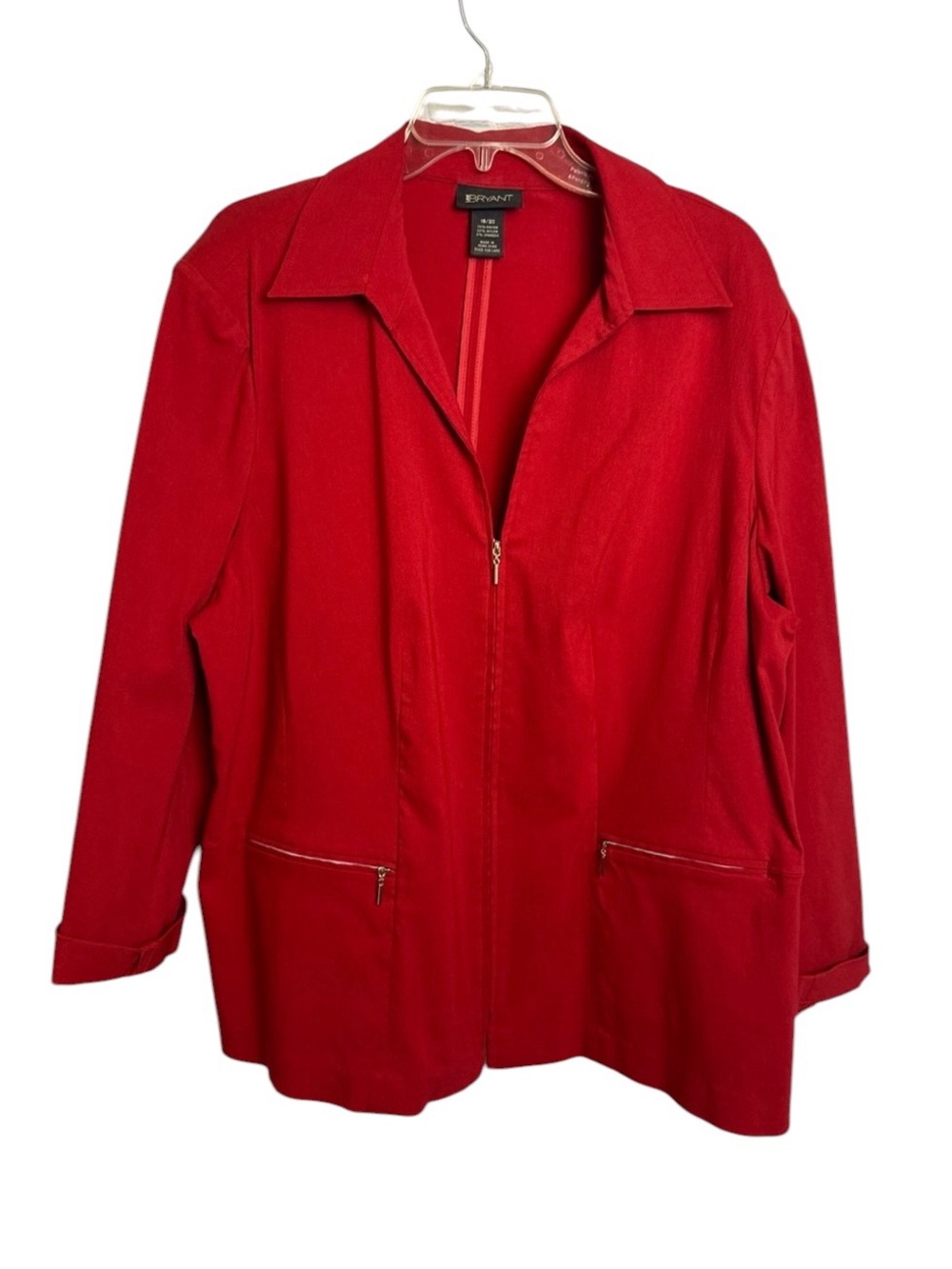 Lane Bryant Size bold red zip up jacket plus size 18/20 zipper pockets light